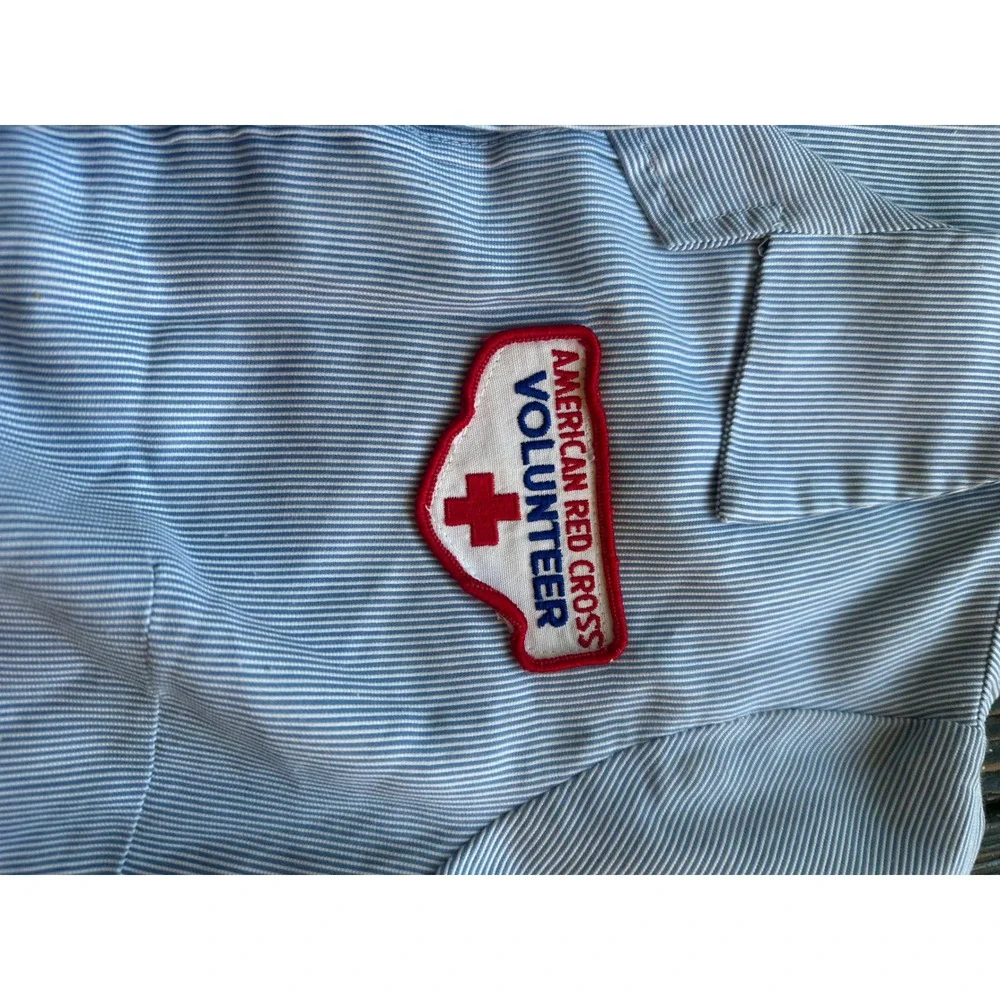 Vintage American Red Cross Volunteer Uniform Set Hoover‎ Seersucker Tunic Cap